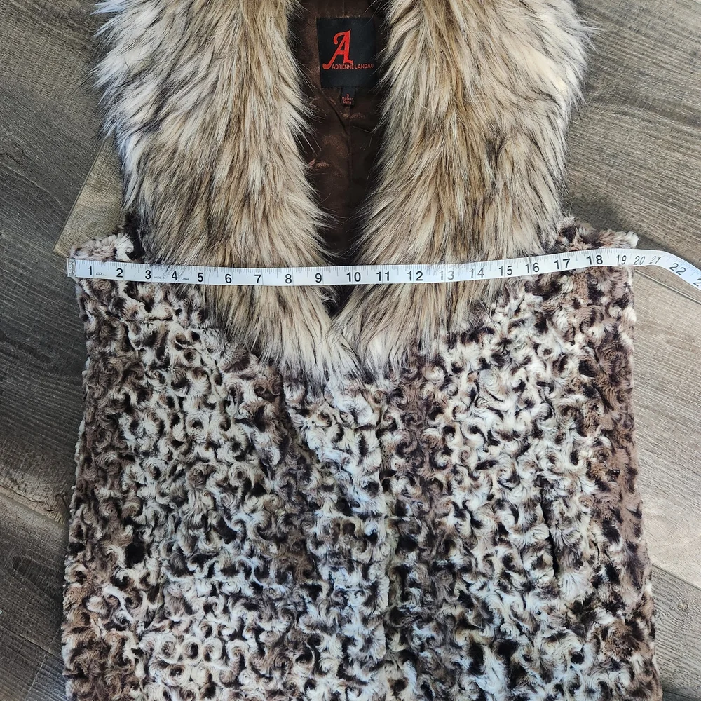Adrienne Landau Faux Fur Vest in Brown and Cream S Baddie Cozy Soft Animal Print